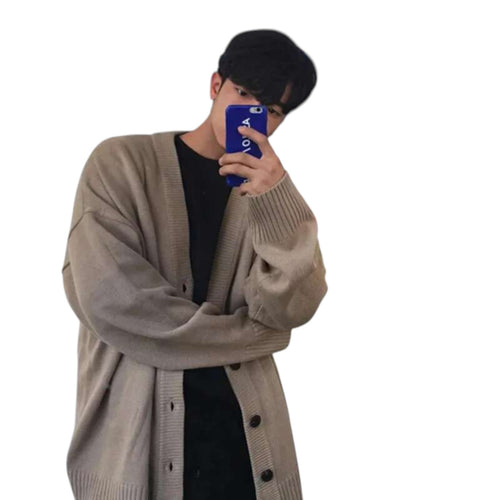 Archer & Vaughn™ Oversized Knit Cardigan – Men's Minimalist V-Neck Sweater Coat