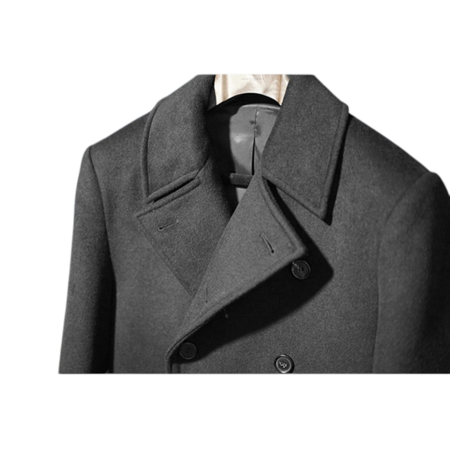 Archer & Vaughn™ Long Wool Overcoat – Double-Breasted Military Polo Coat for Men
