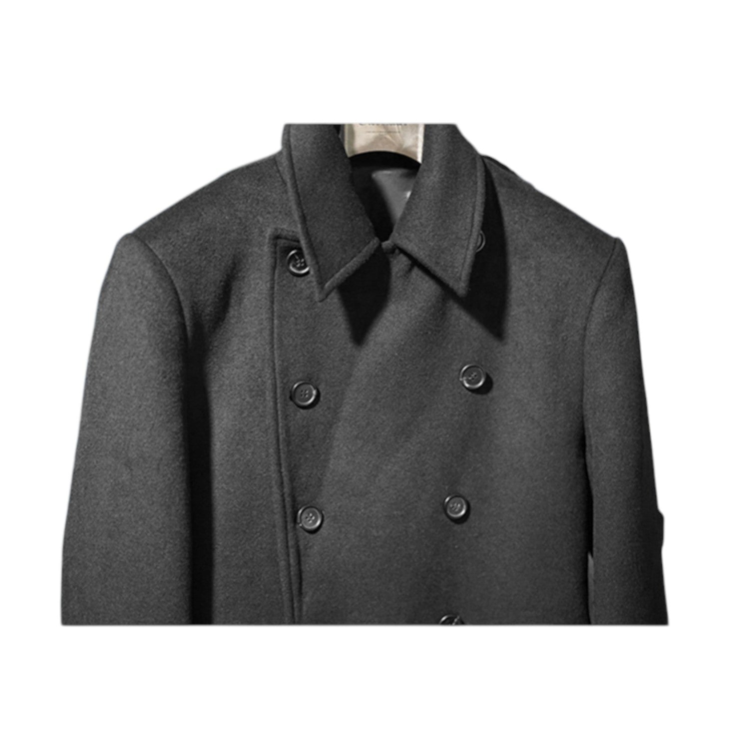 Archer & Vaughn™ Long Wool Overcoat – Double-Breasted Military Polo Coat for Men