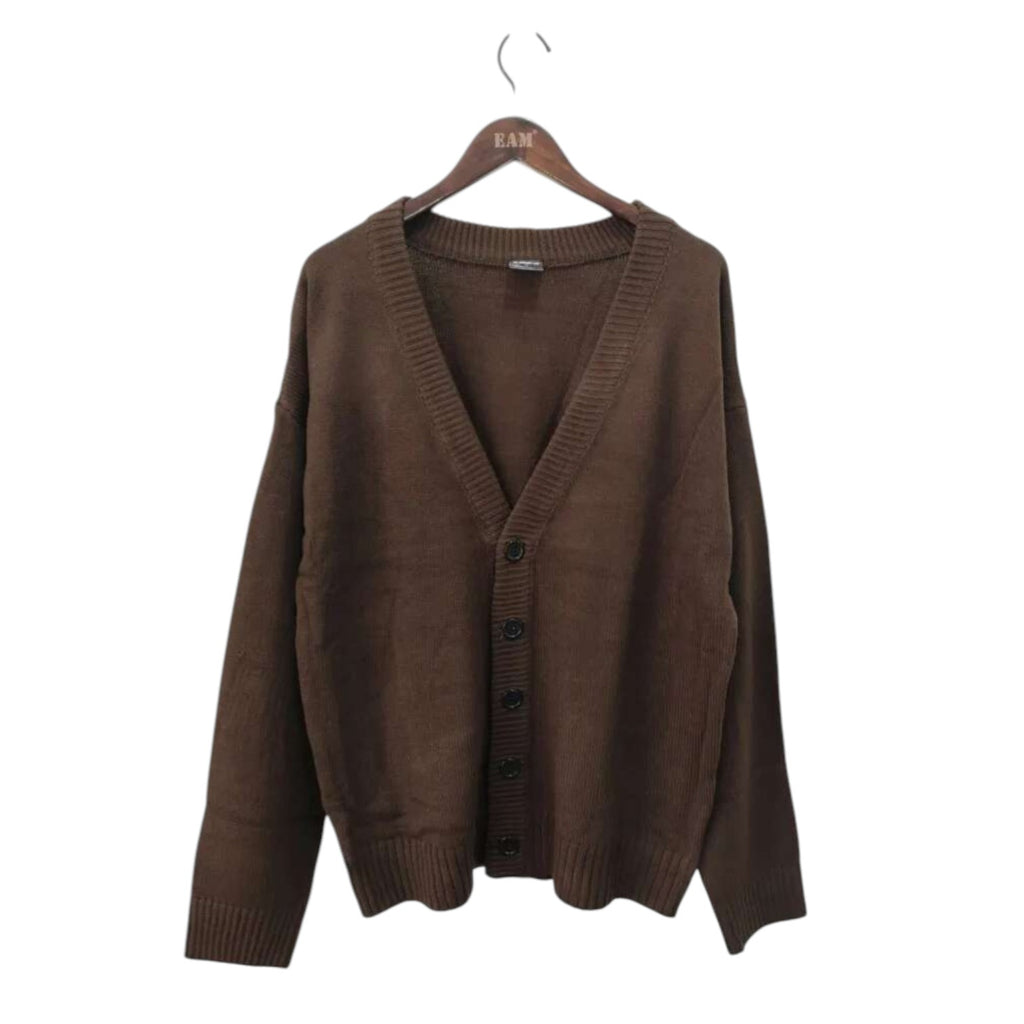 Archer & Vaughn™ Oversized Knit Cardigan – Men's Minimalist V-Neck Sweater Coat