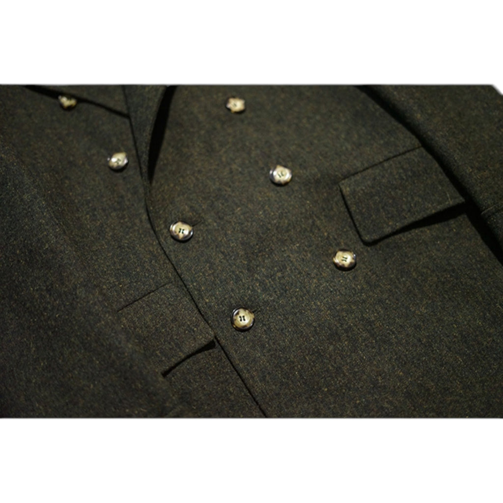 Archer & Vaughn™ Long Wool Overcoat – Double-Breasted Military Polo Coat for Men