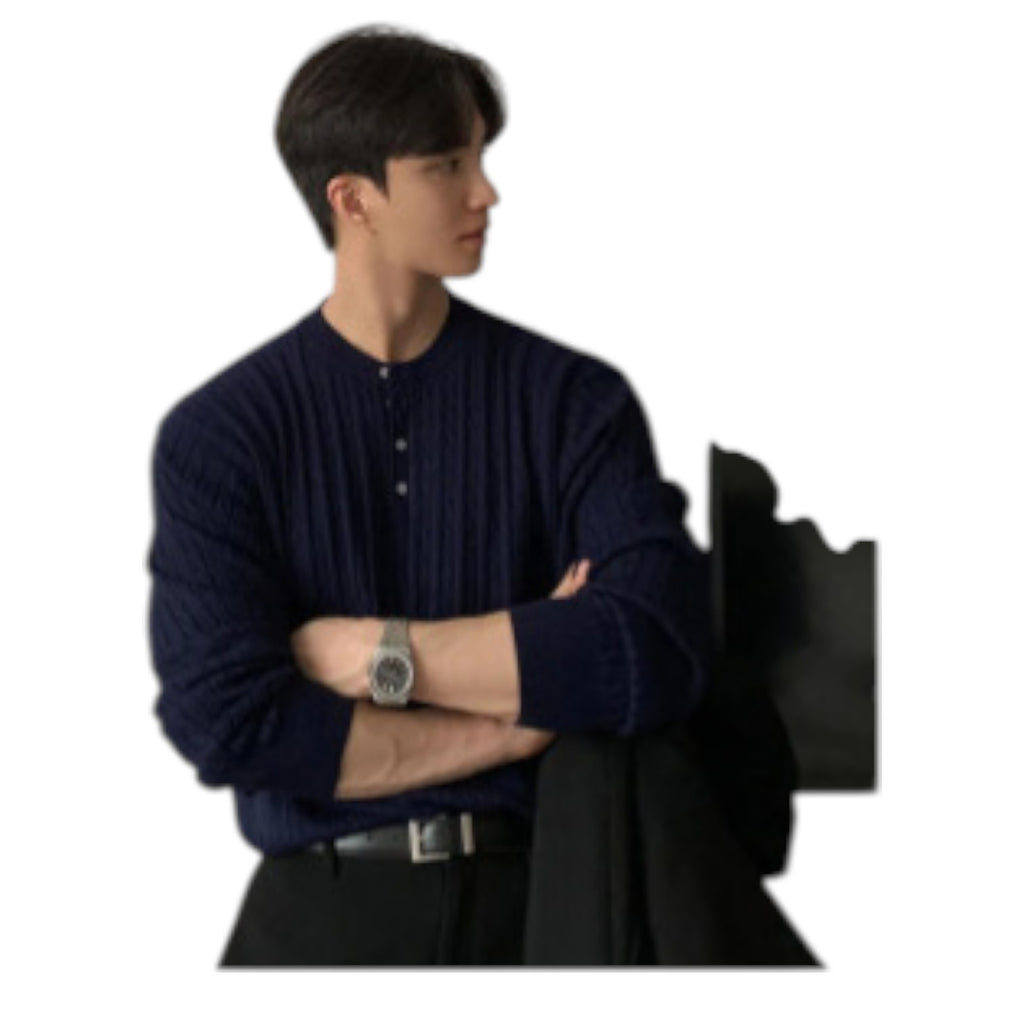 Archer & Vaughn™ Oversized Knit Cardigan – Men's Minimalist V-Neck Sweater Coat
