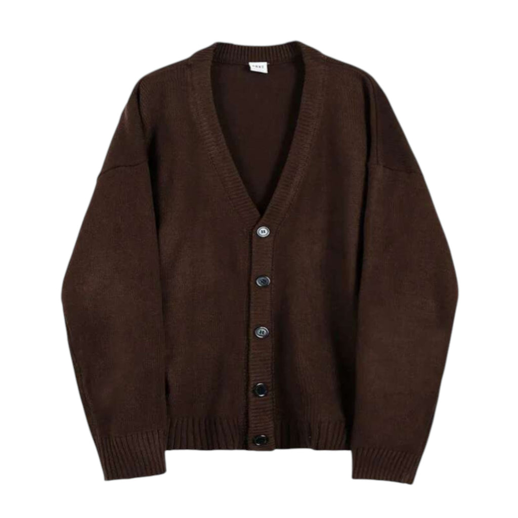 Archer & Vaughn™ Oversized Knit Cardigan – Men's Minimalist V-Neck Sweater Coat