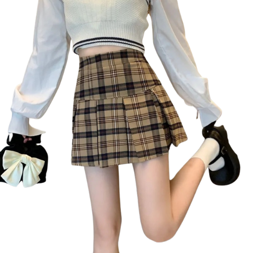 Pleated Tartan Mini Skirt
