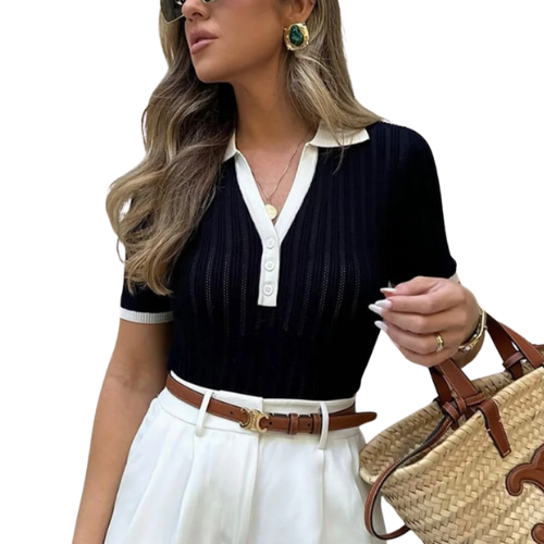 Fitted Knit Button Polo