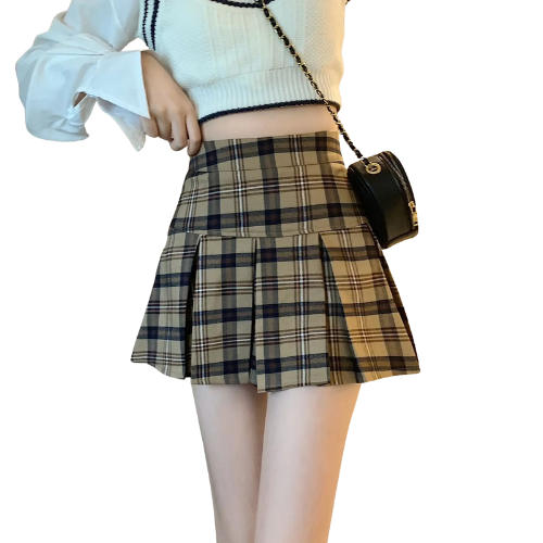 Pleated Tartan Mini Skirt