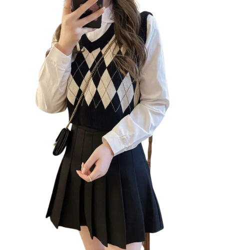 Argyle Cropped Vest – Vintage Charm