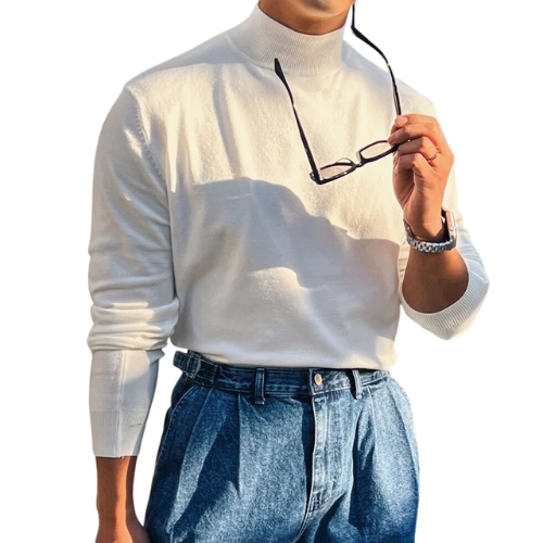 Essential Black Mock Neck Knit Sweater