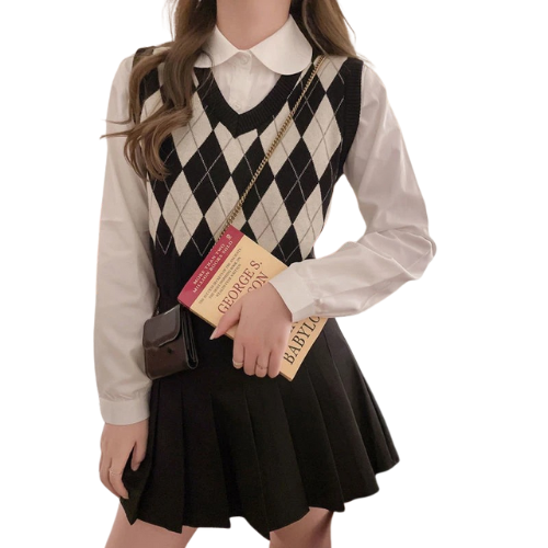 Argyle Cropped Vest – Vintage Charm