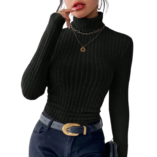 Essential Ribbed Knit Turtleneck Sweater – Slim Fit
