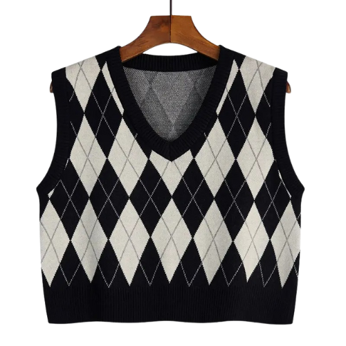 Argyle Cropped Vest – Vintage Charm