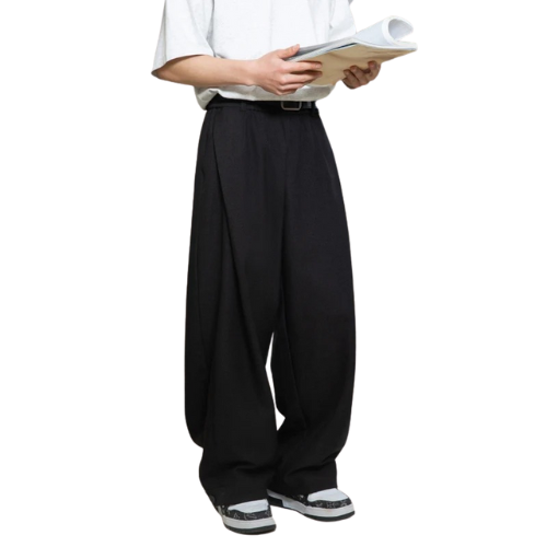 Relaxed Pleated Wide-Leg Trousers