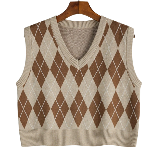 Argyle Cropped Vest – Vintage Charm