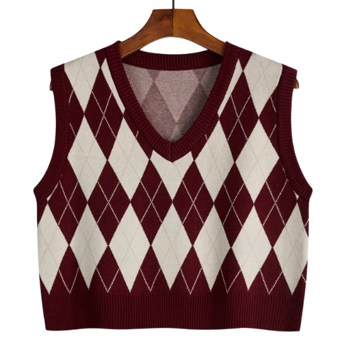 Argyle Cropped Vest – Vintage Charm