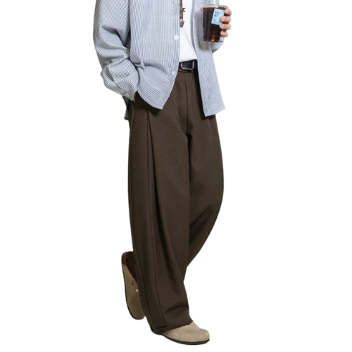 Relaxed Pleated Wide-Leg Trousers