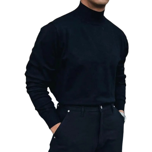 Essential Black Mock Neck Knit Sweater