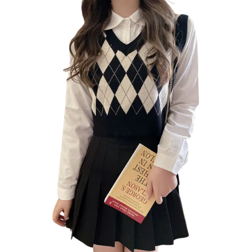 Argyle Cropped Vest – Vintage Charm