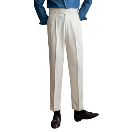 Cream High-Waisted Tailored Trousers