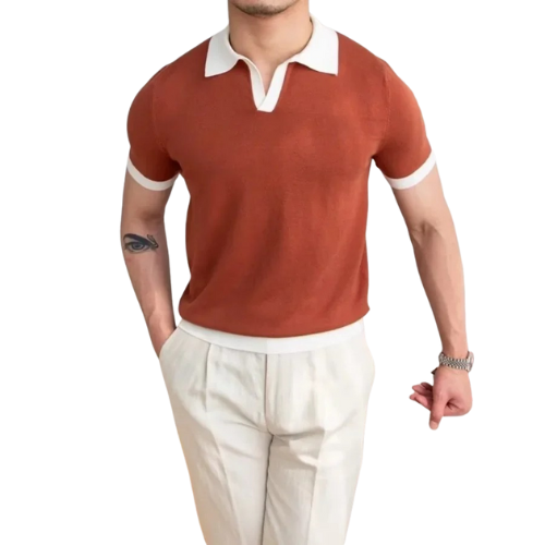 Contrast Collar Knit Polo