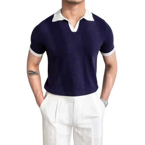 Contrast Collar Knit Polo