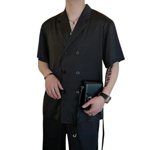 Double-Breasted Short Sleeve Shirt