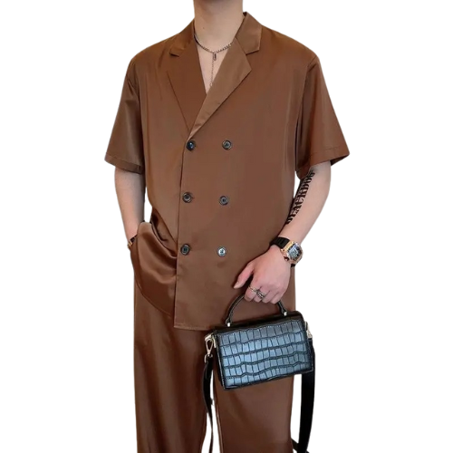 Double-Breasted Short Sleeve Shirt