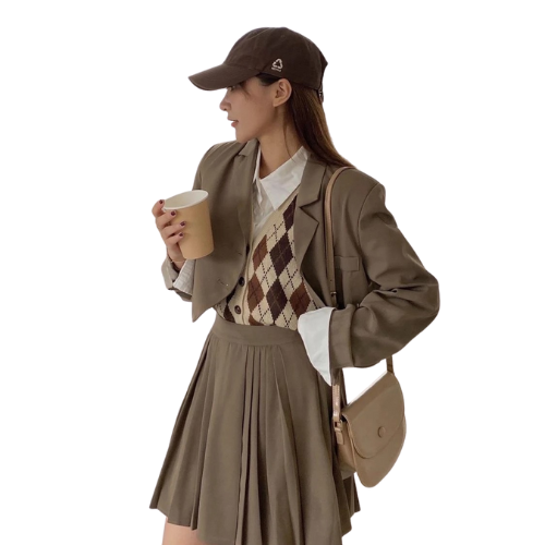 Argyle Wool Vest – Cropped Elegance