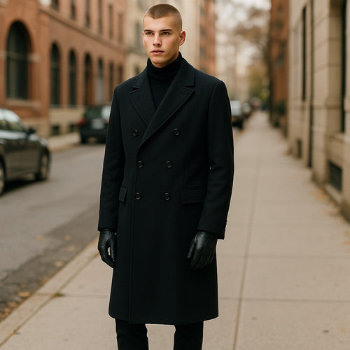 Archer & Vaughn™ Double-Breasted Wool Overcoat – Vintage Italian Tailoring