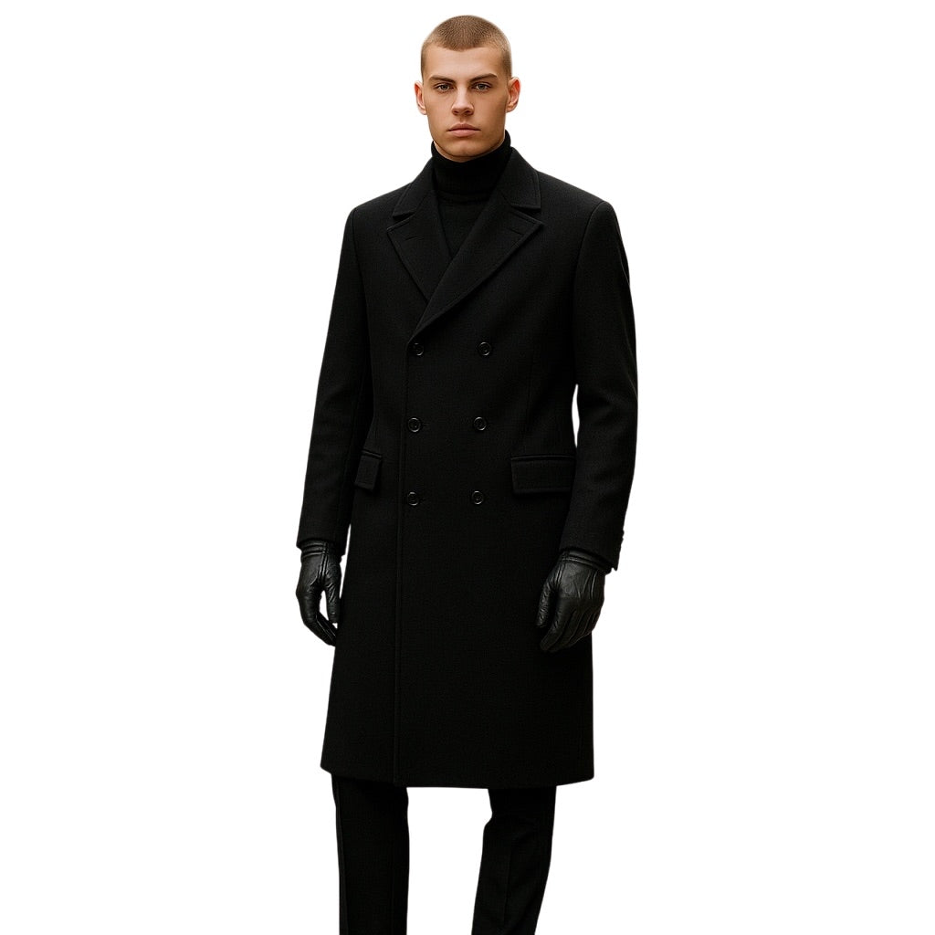 Archer & Vaughn™ Double-Breasted Wool Overcoat – Vintage Italian Tailoring