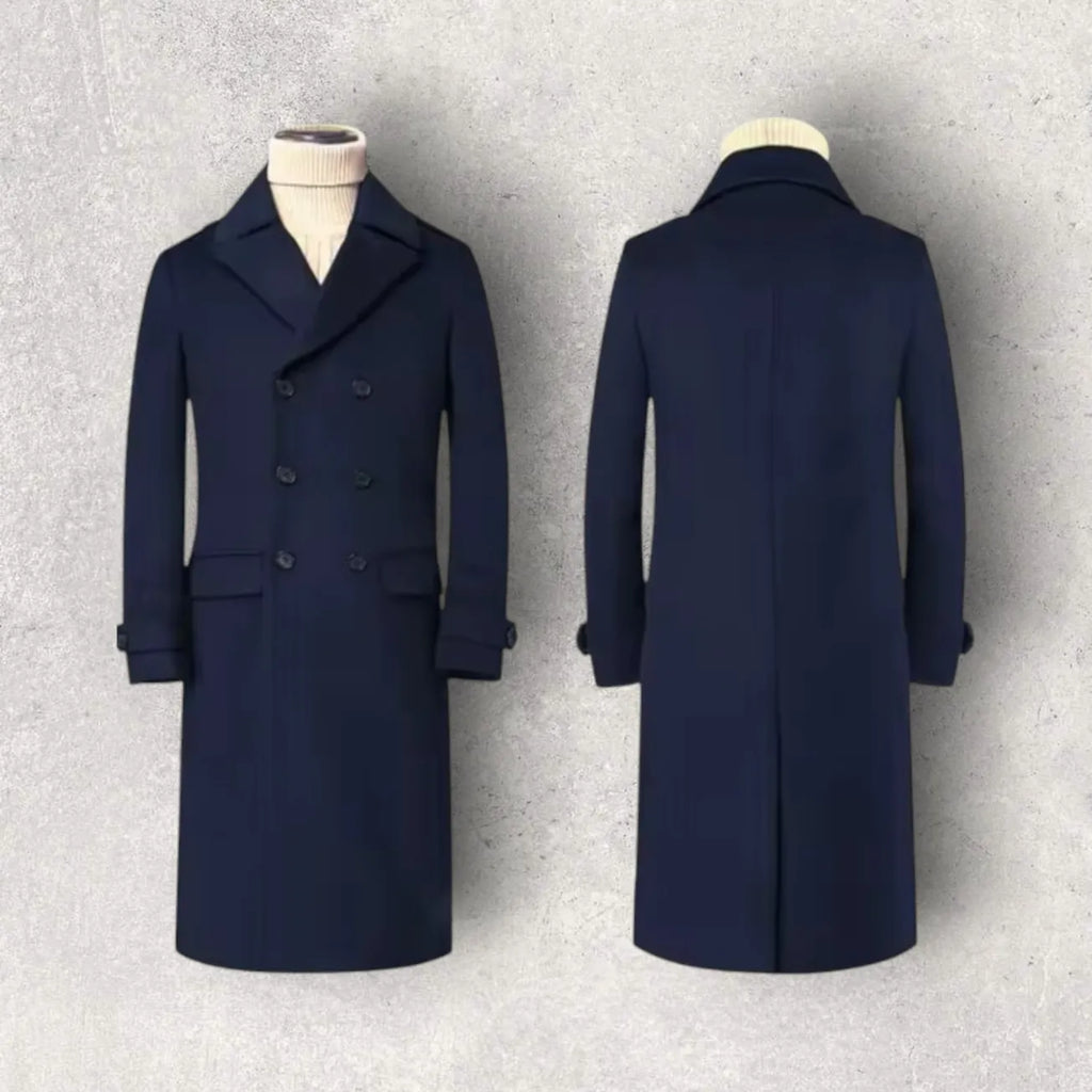 Archer & Vaughn™ Double-Breasted Wool Overcoat – Vintage Italian Tailoring