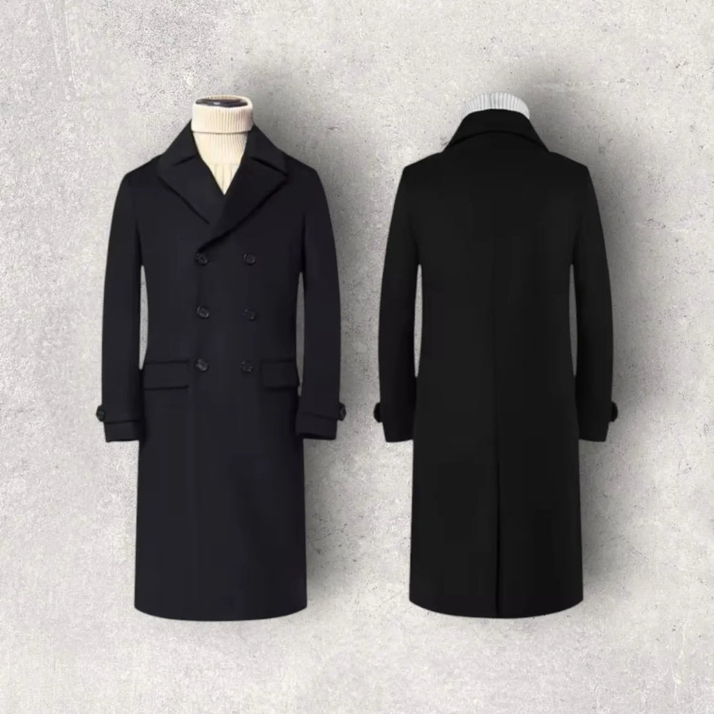 Archer & Vaughn™ Double-Breasted Wool Overcoat – Vintage Italian Tailoring